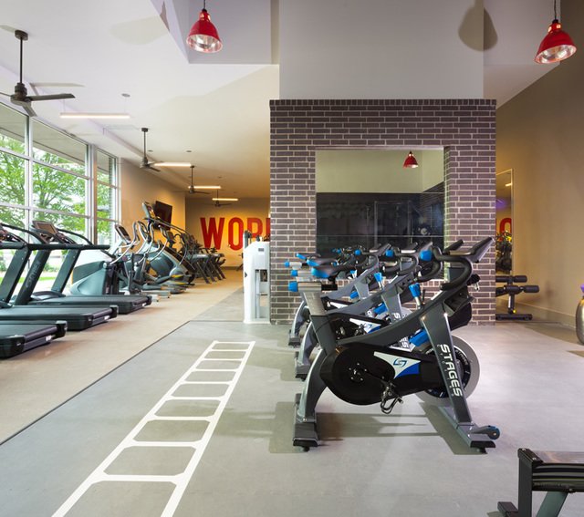 Fitness Center with Stationary Bikes and Treadmills